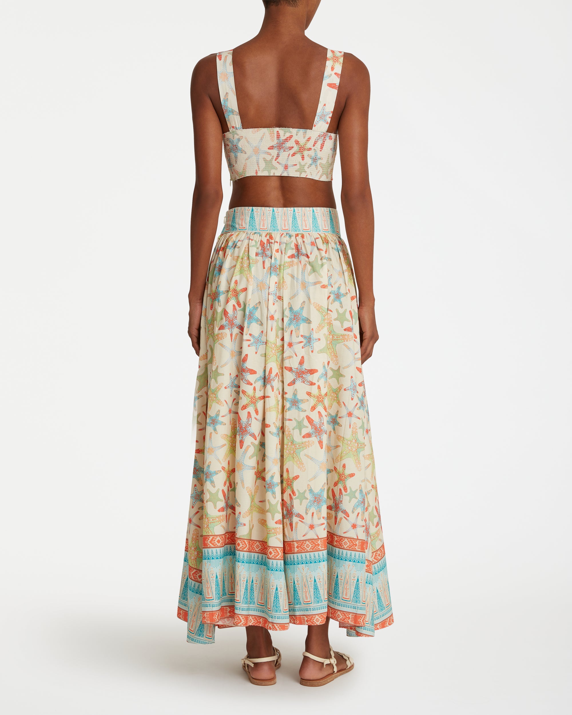 Long flowing skirt with print - Coral