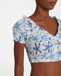 Blouse courte à manches courtes - Blue