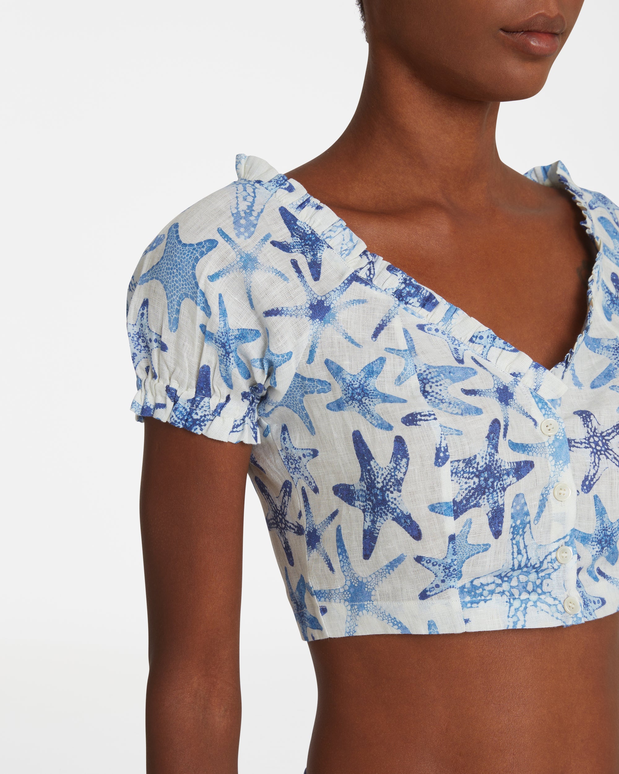 Blouse courte à manches courtes - Blue