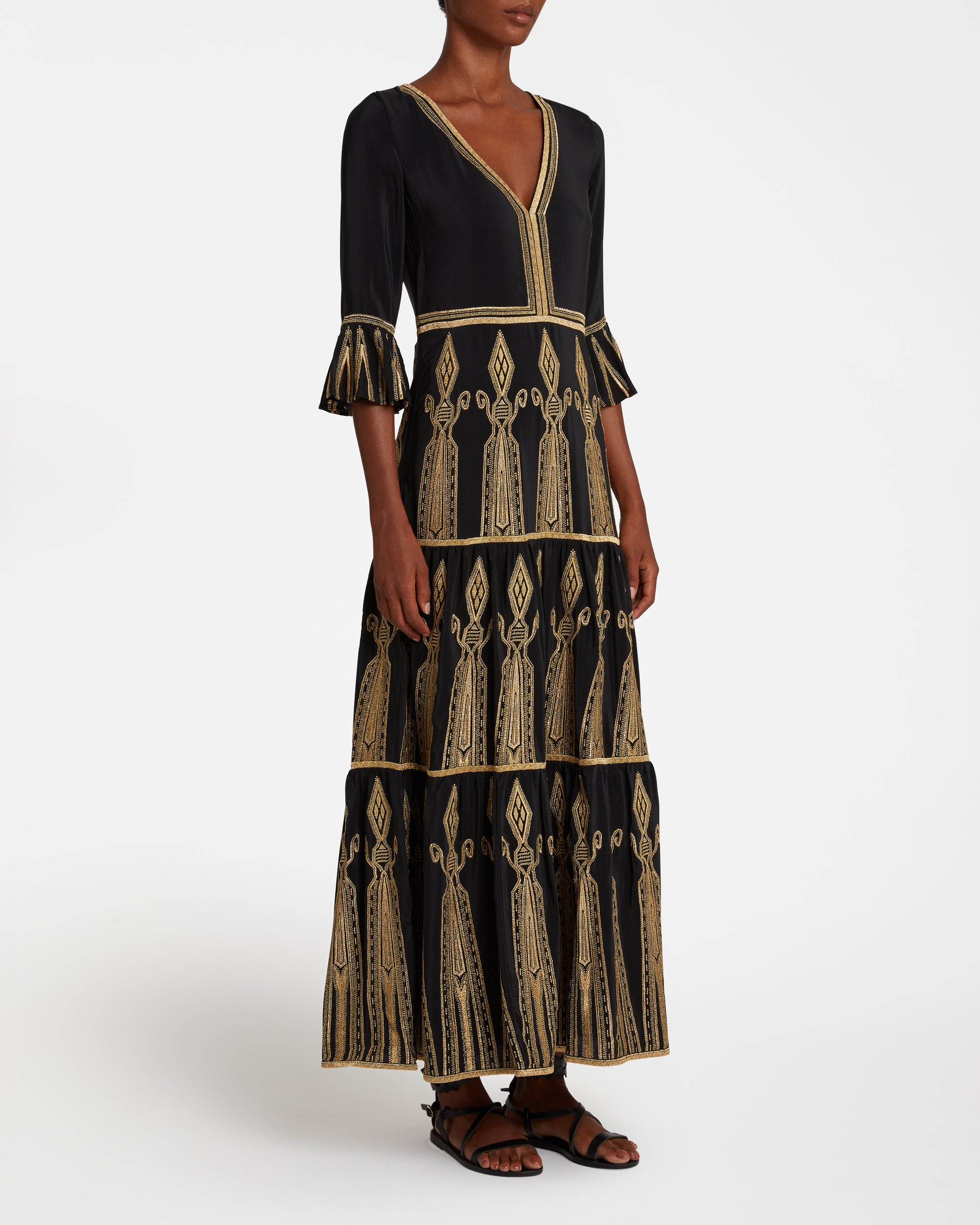 V-neck maxi dress - Black