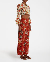 Fluid printed trousers - Orange