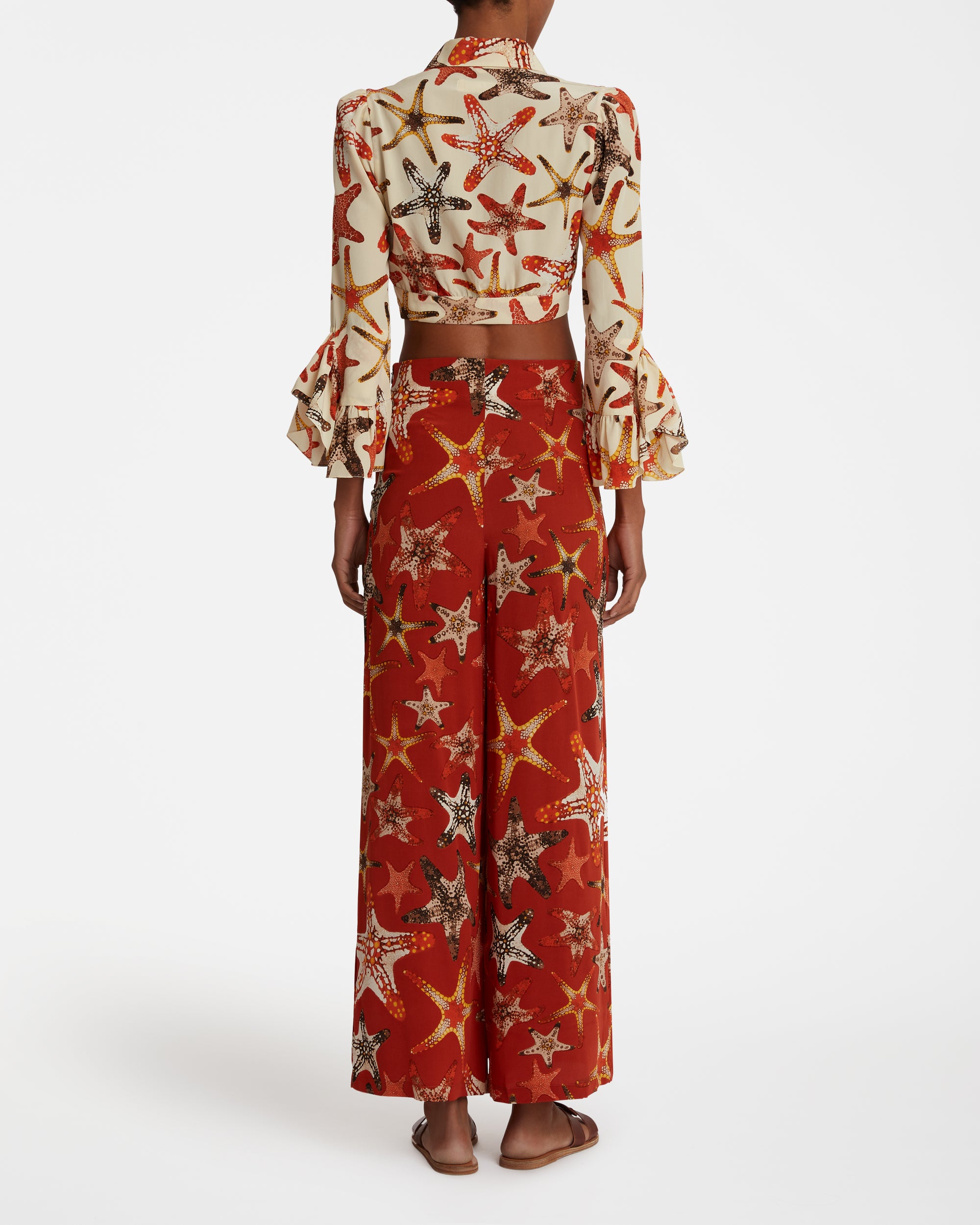 Fluid printed trousers - Orange