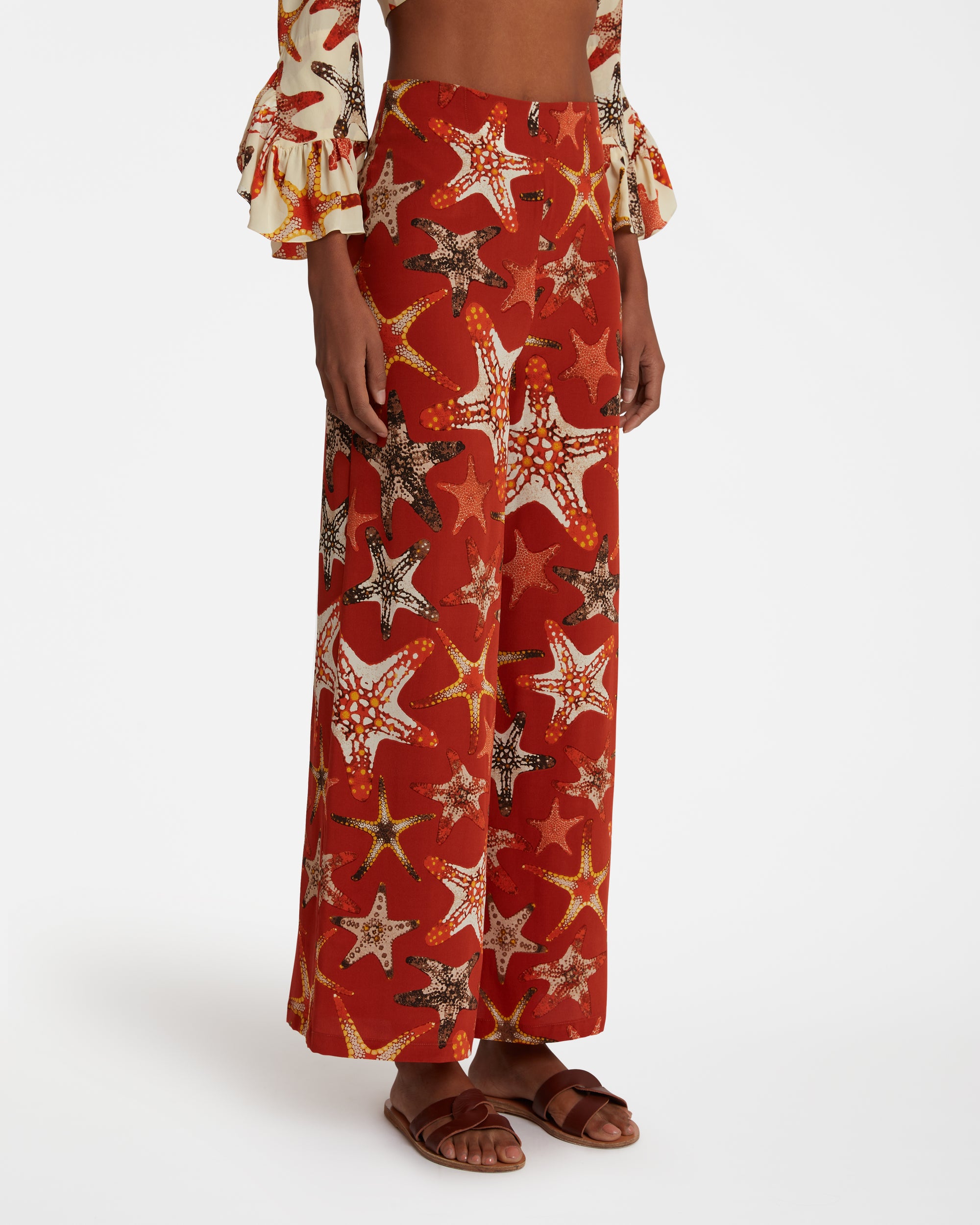 Fluid printed trousers - Orange