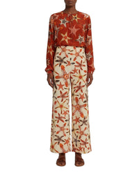 Printed flowing trousers - Cream