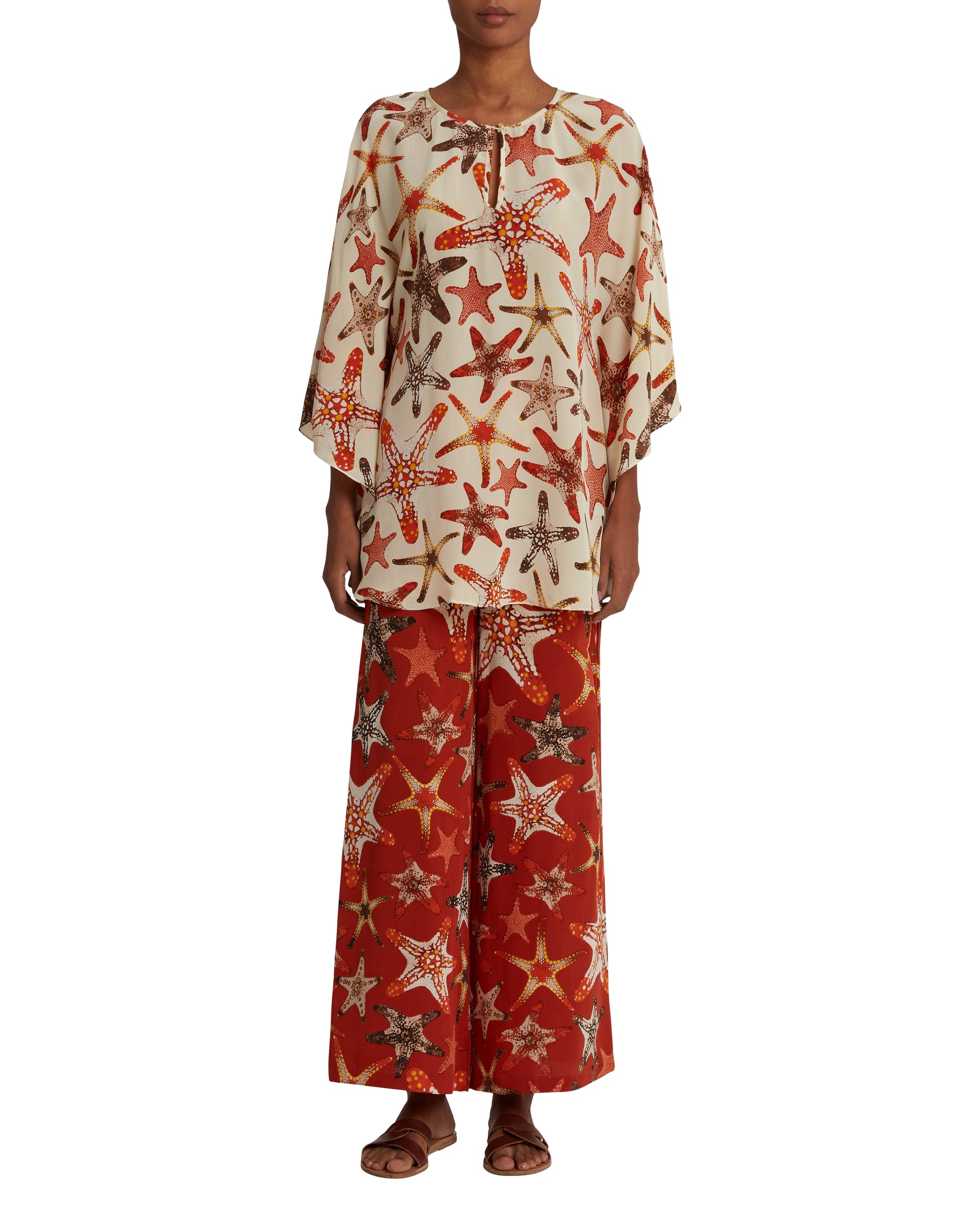 Himare printed poncho - Cream
