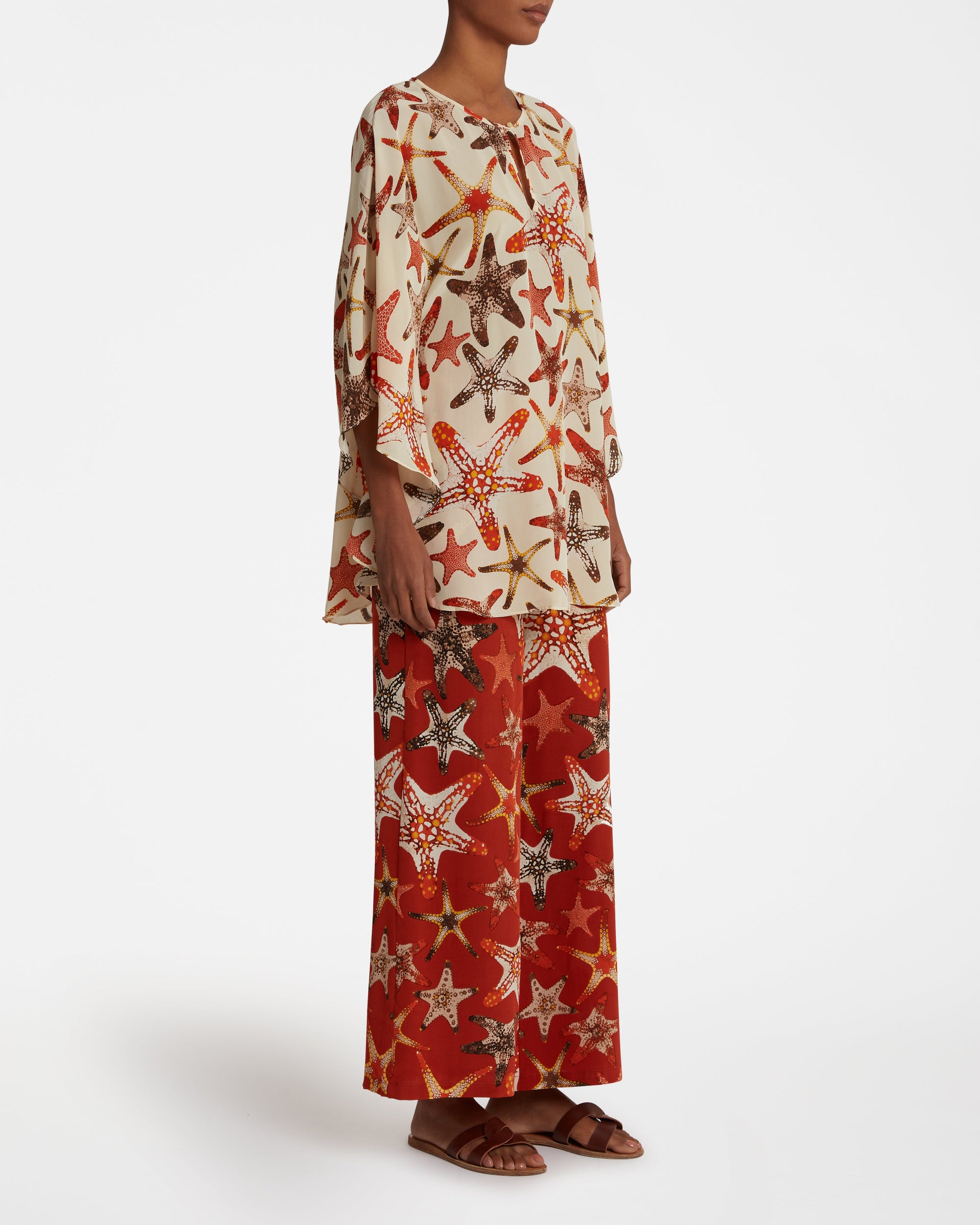 Himare printed poncho - Cream