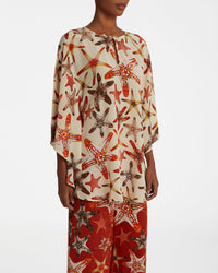 Himare printed poncho - Cream