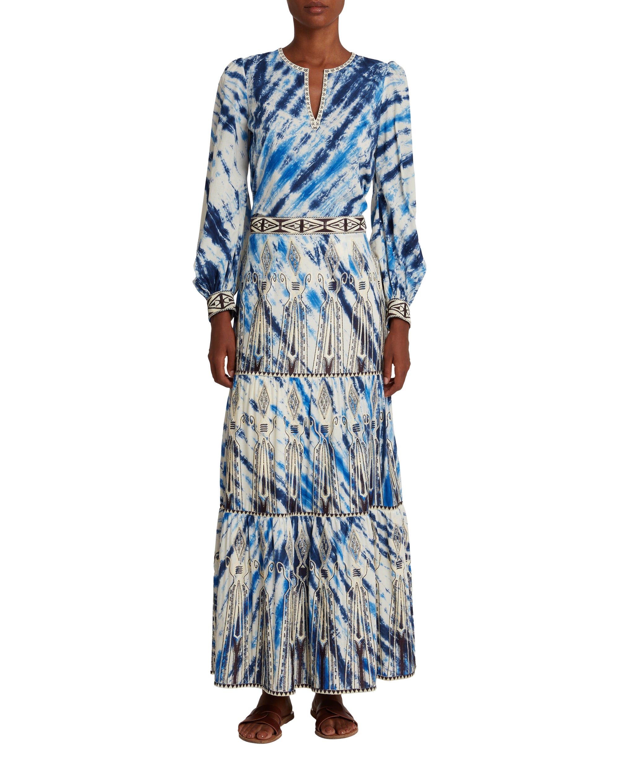 Blouse Vera à col tunisien - Blue