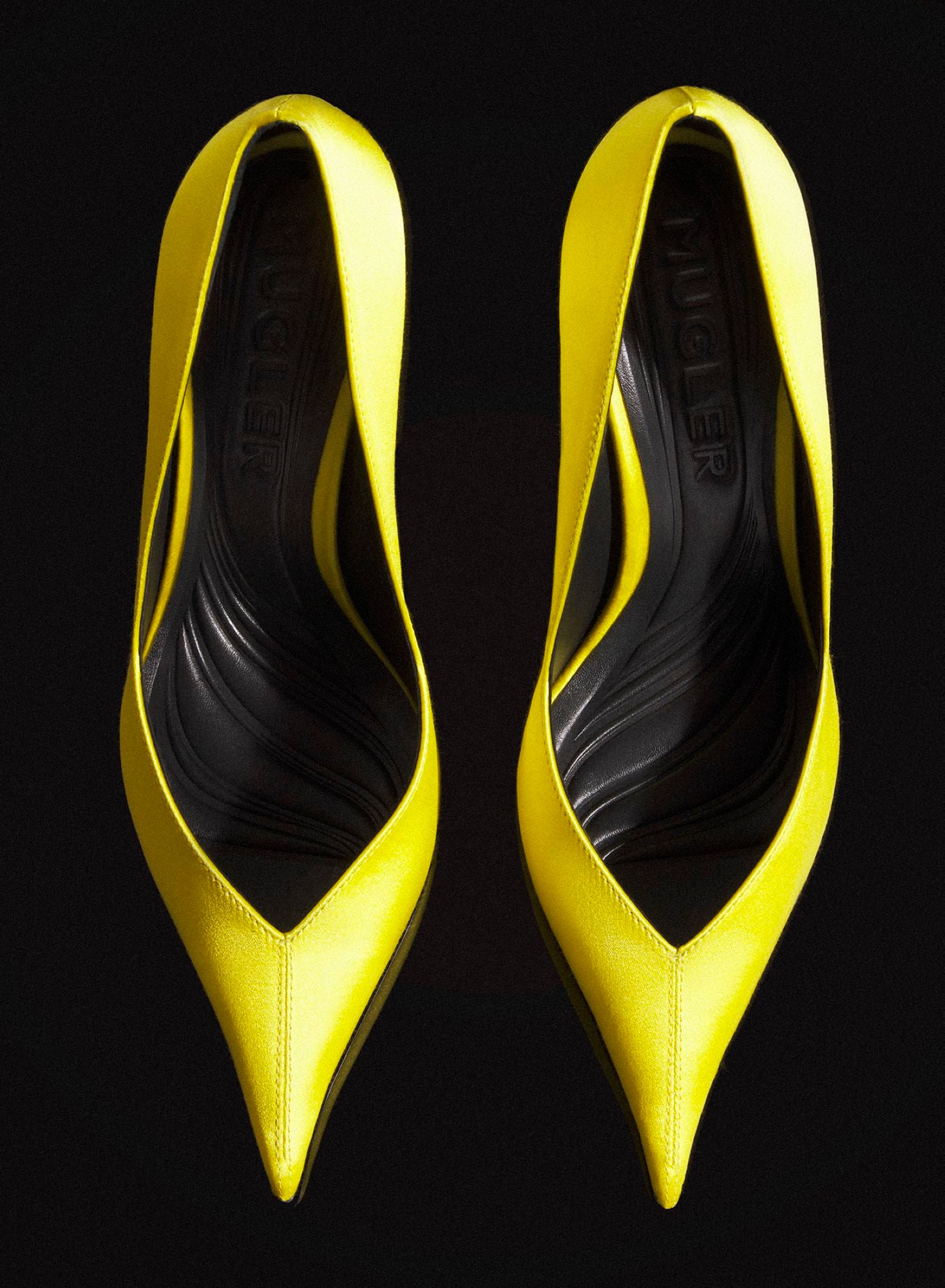 YELLOW LEATHER FANG 95 SATIN PUMP