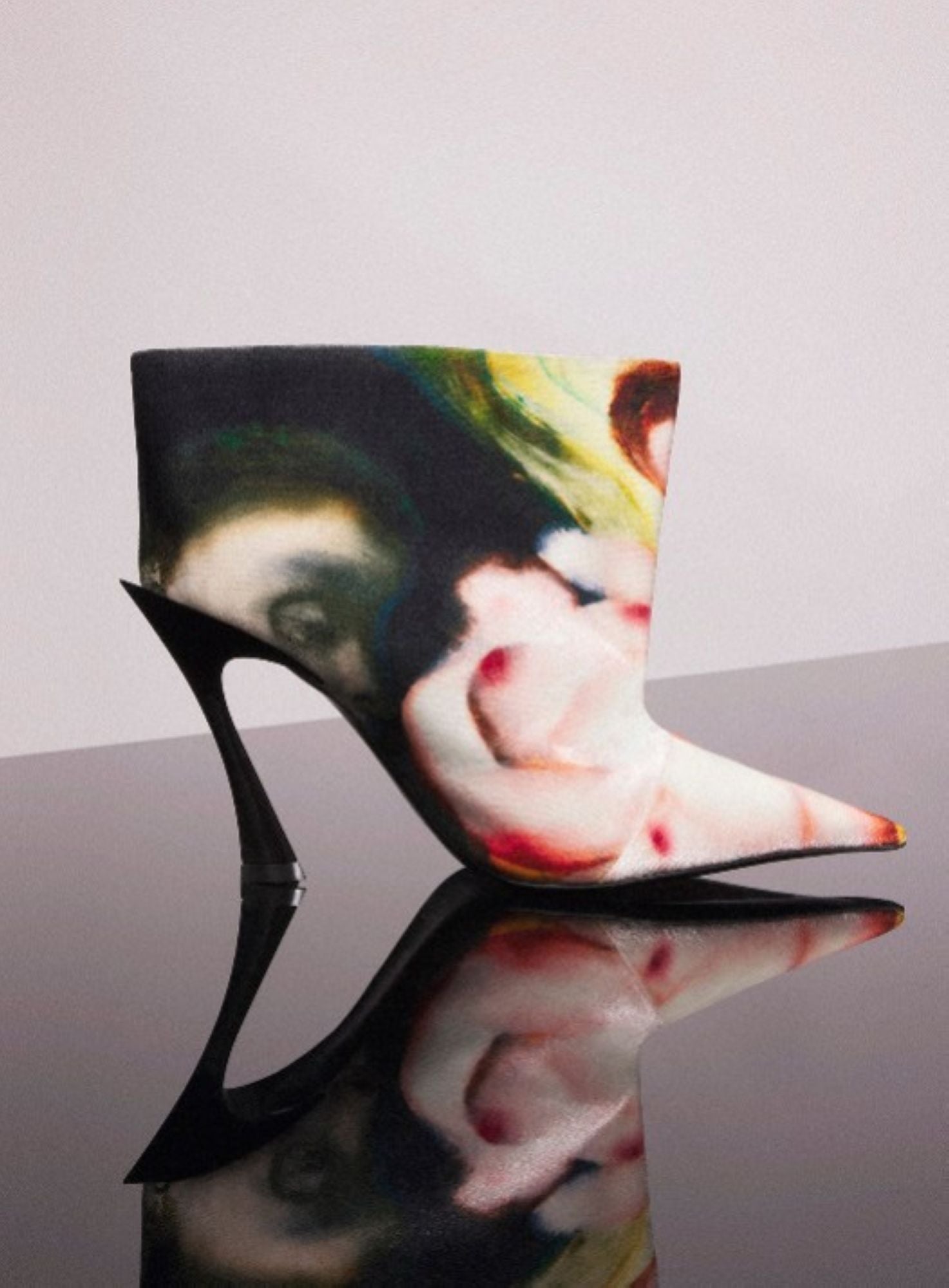 MUGLER X AMBERA WELLMANN PRINTED VELVET FANG 95 ANKLE BOOTS