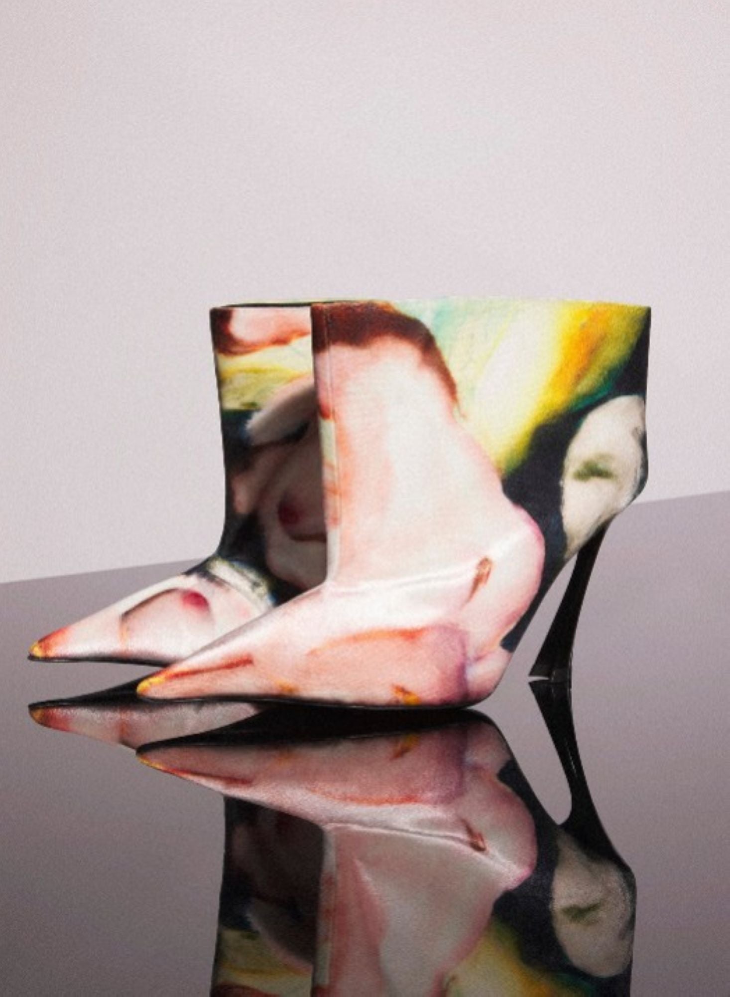 MUGLER X AMBERA WELLMANN PRINTED VELVET FANG 95 ANKLE BOOTS