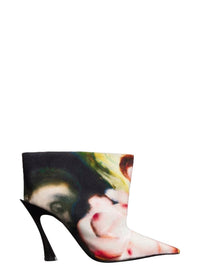 PRINT MULTICOLOR SHOES 2 // Mugler x Ambera Wellmann printed velvet fang 95 ankle boots