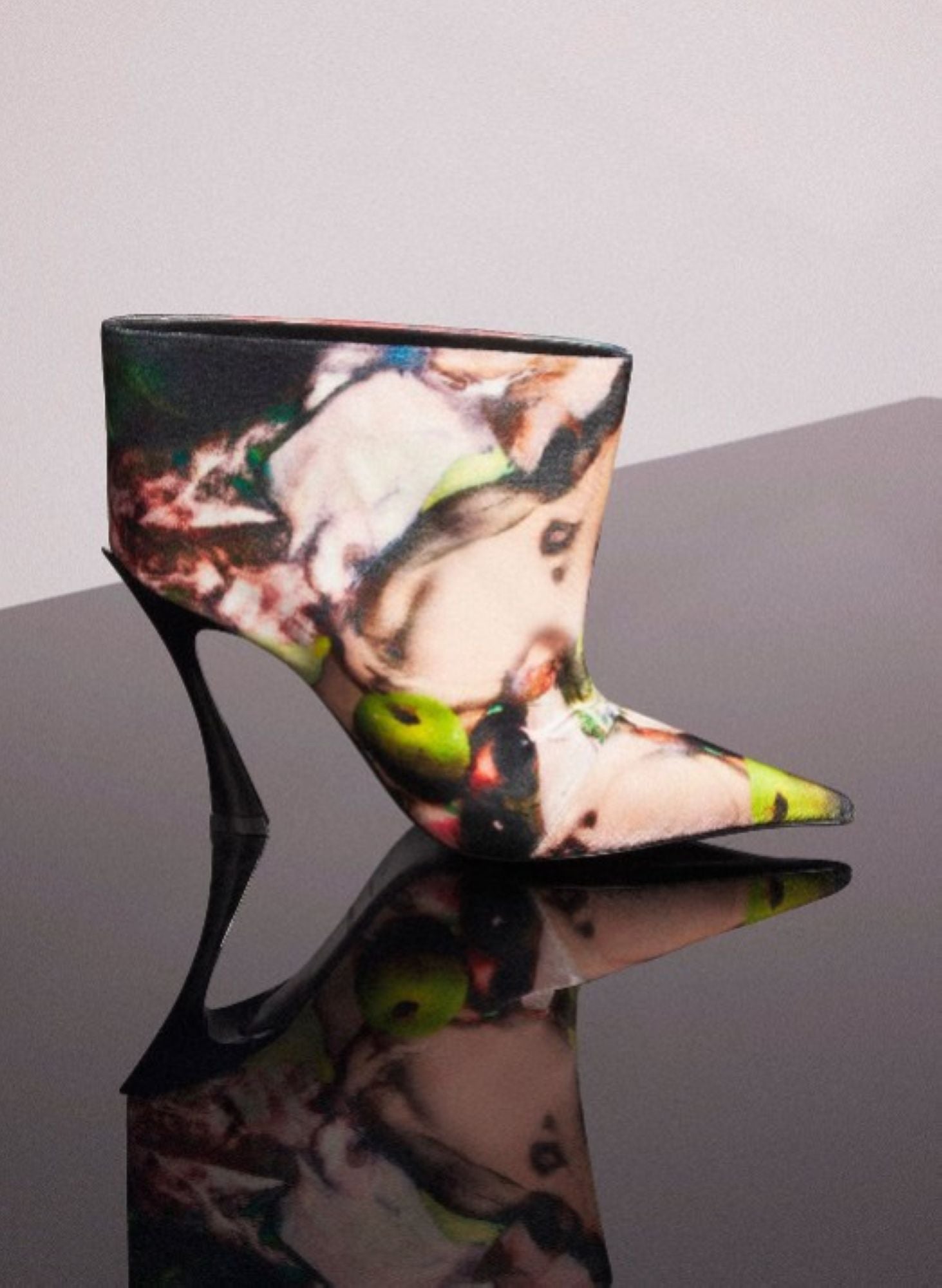 MUGLER X AMBERA WELLMANN PRINTED VELVET FANG 95 ANKLE BOOTS
