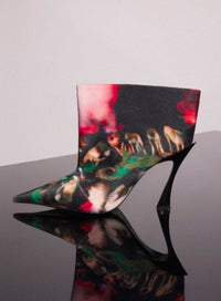 MUGLER X AMBERA WELLMANN PRINTED VELVET FANG 95 ANKLE BOOTS