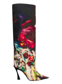 PRINT MULTICOLOR SHOES 3 // Mugler x Ambera Wellmann printed velvet fang 95 knee high boots