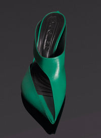 JADE GREEN LEATHER FANG 95 CUT-OUT MULE