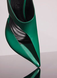 JADE GREEN LEATHER FANG 95 CUT-OUT MULE