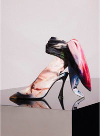 PRINT MULTICOLOR SHOES 2 // Mugler x Ambera Wellmann printed velvet knot fang 95 mules