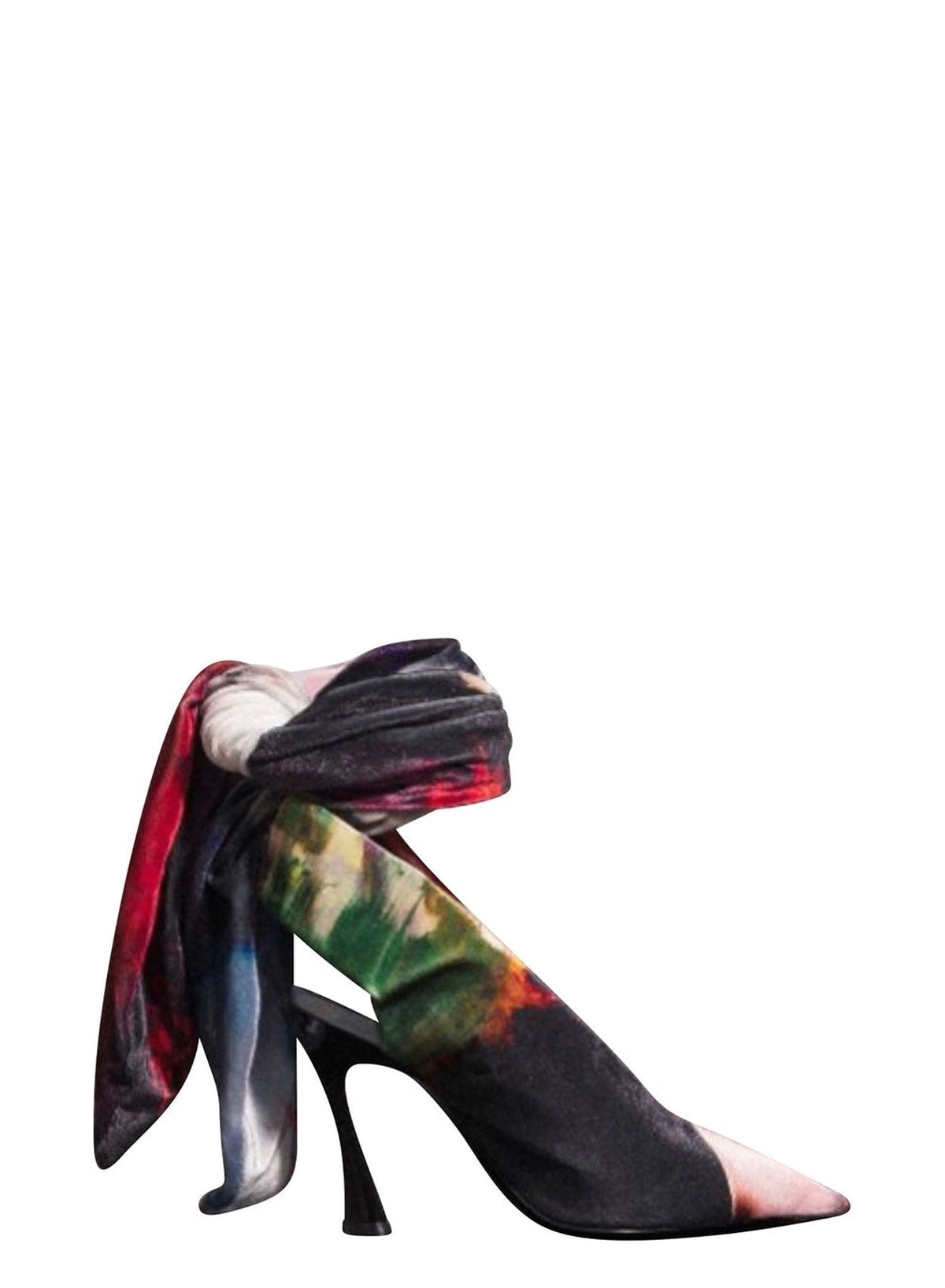 PRINT MULTICOLOR SHOES 2 // Mugler x Ambera Wellmann printed velvet knot fang 95 mules