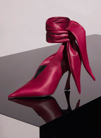RED LEATHER KNOT FANG 95 MULES
