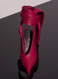 RED LEATHER KNOT FANG 95 MULES
