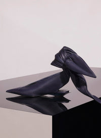 MIDNIGHT BLUE LEATHER KNOT FANG FLAT MULES