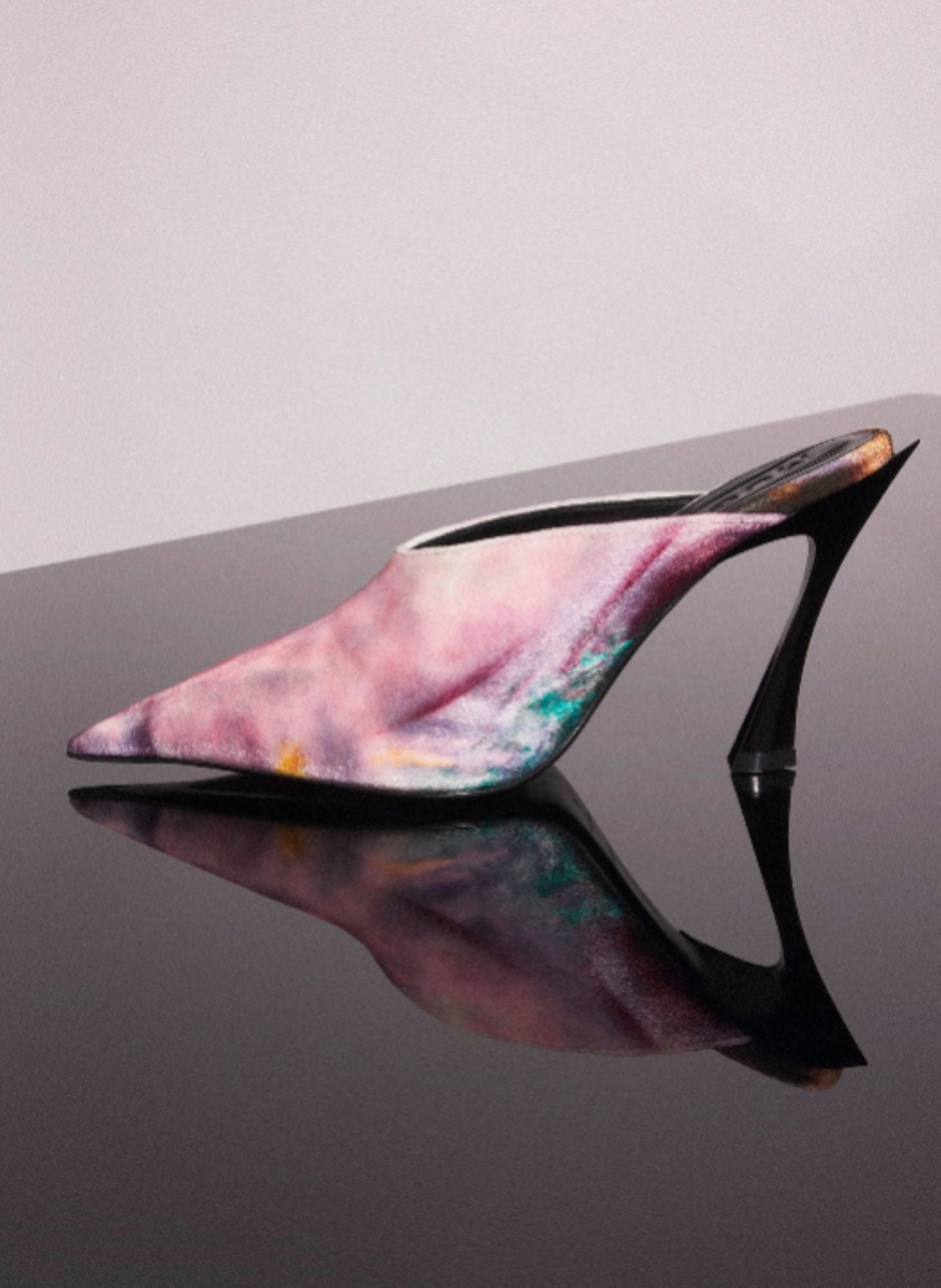 MUGLER X AMBERA WELLMANN PRINTED VELVET FANG 95 MULES