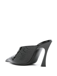 BLACK EMBOSSED CROCODILE FANG 95 MULES