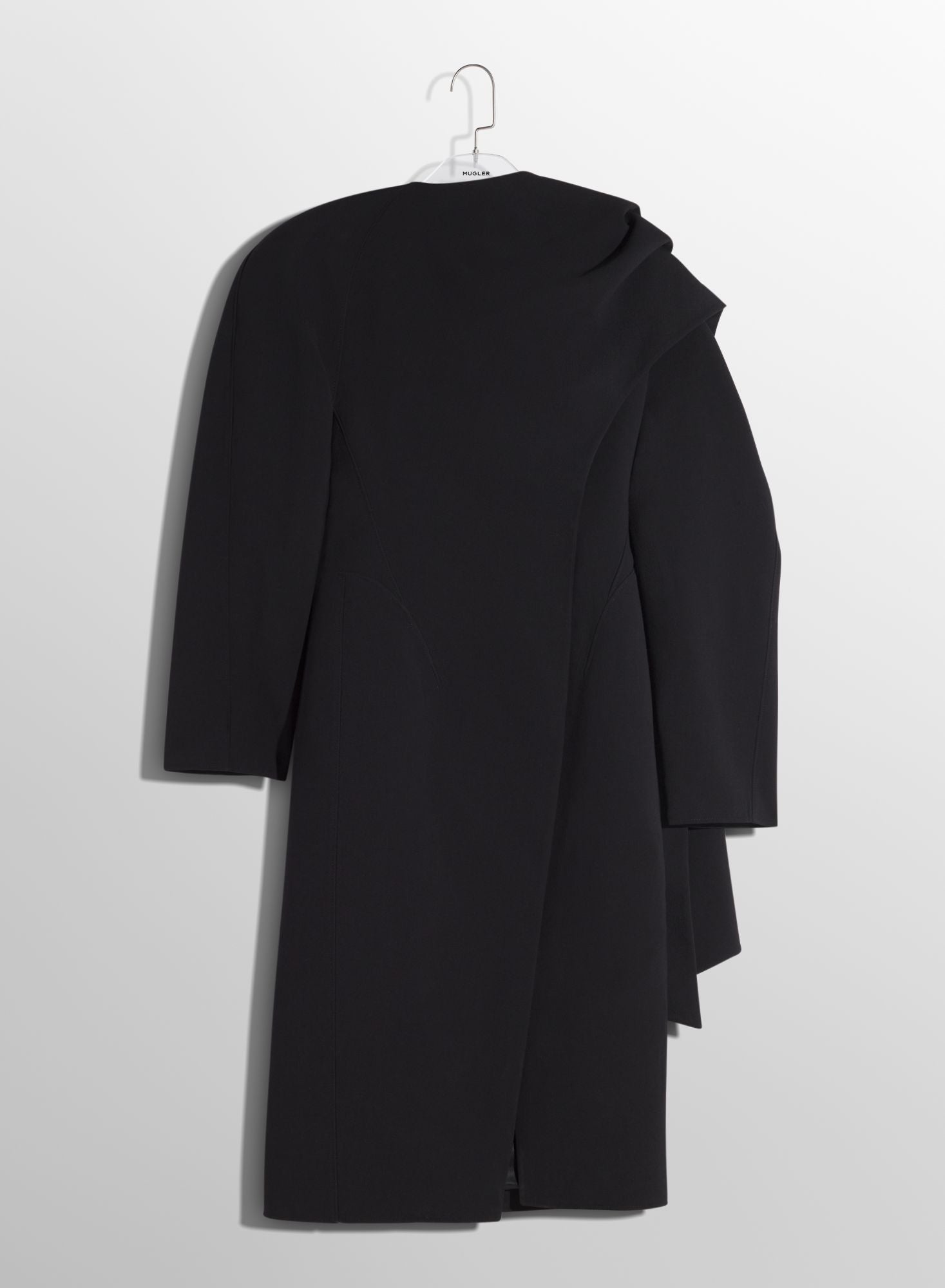BLACK WOOL SCARF COAT