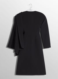 BLACK WOOL SCARF COAT