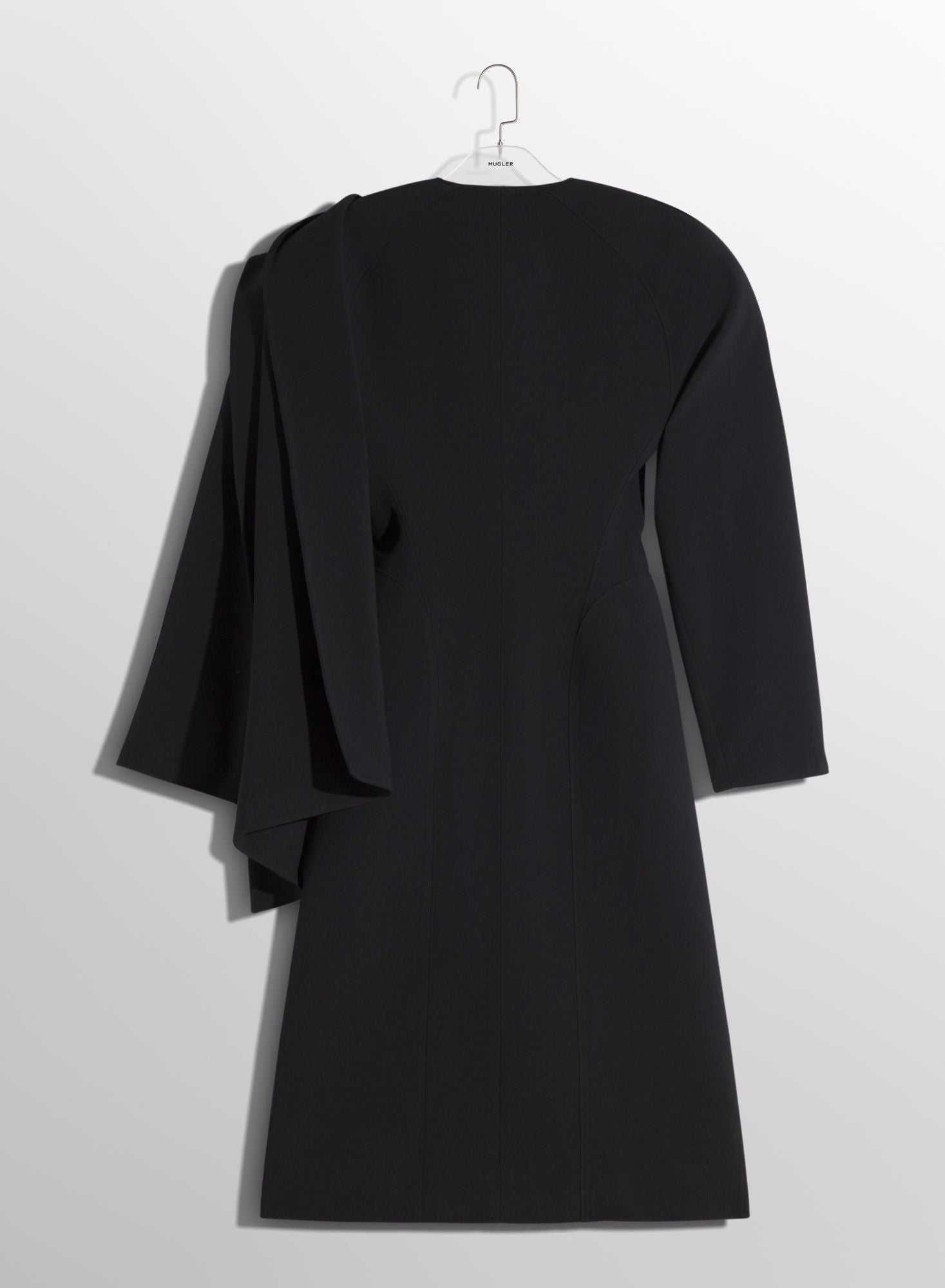 BLACK WOOL SCARF COAT