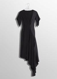 BLACK CREPE GOWN WITH METALLIC DETAIL