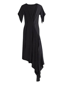 BLACK/BLACK // black pleated asymmetrical dress