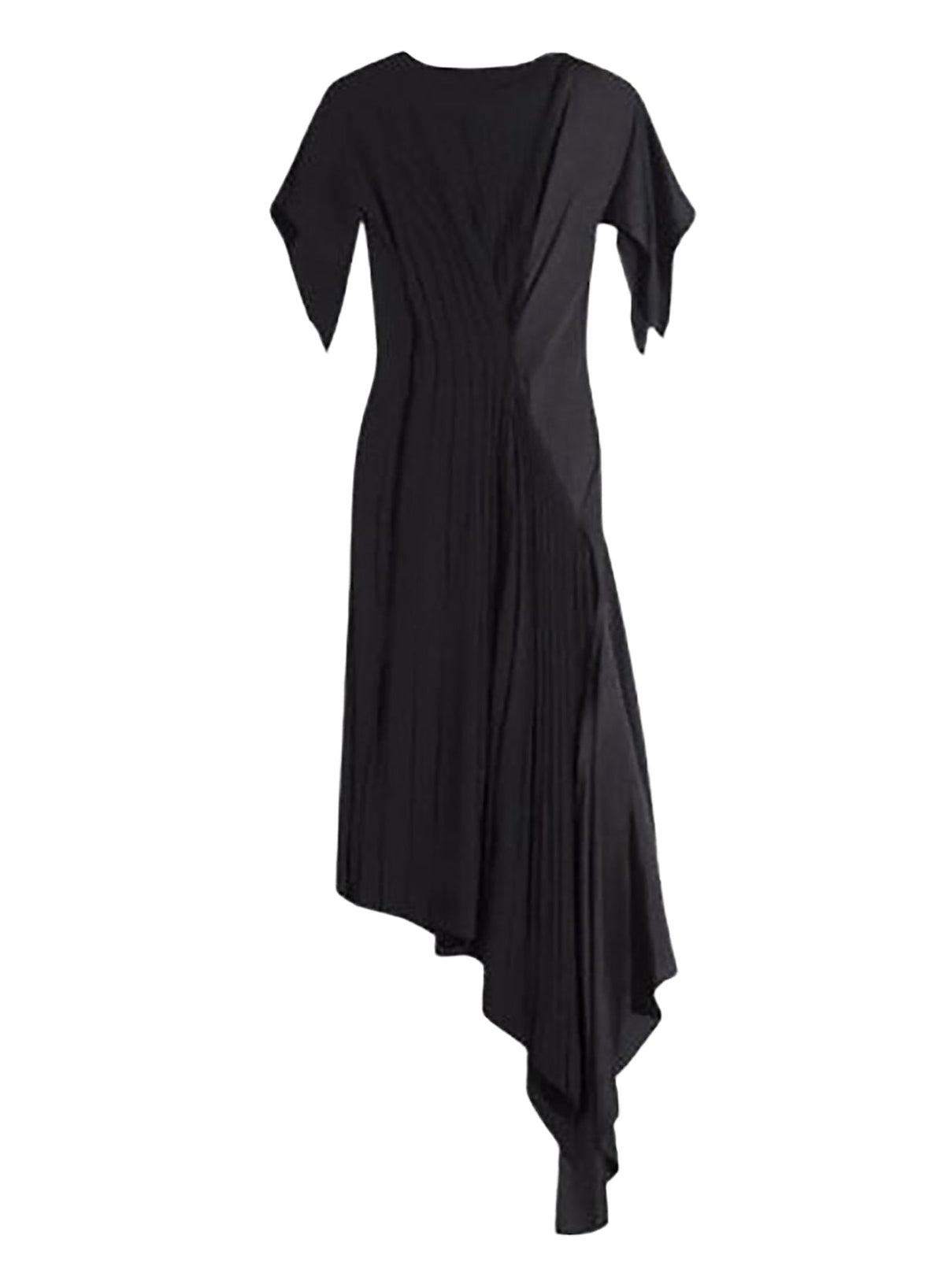 BLACK/BLACK // black pleated asymmetrical dress
