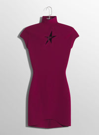 DEEP RED STAR MINI DRESS