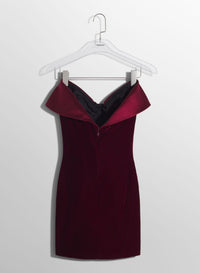 BLOOD RED // blood red velvet and satin mini dress