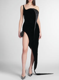 BLACK/BLACK // black spiky velvet corset dress