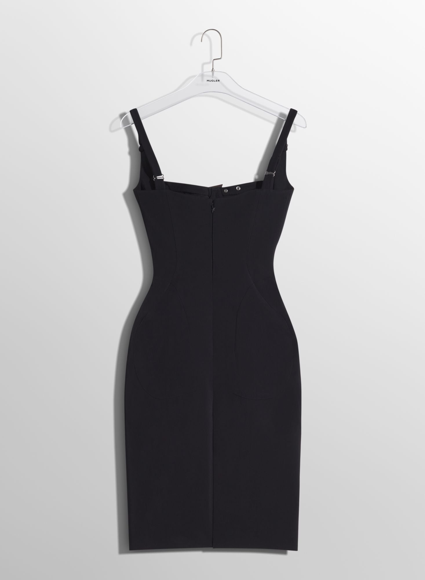 BLACK BUCKLED BUSTIER DRESS