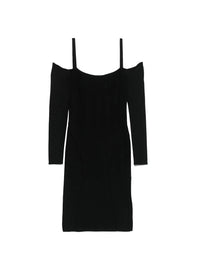 BLACK // black boning detail knit dress