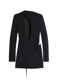 BLACK // black cut-out tailored dress with leather lapel