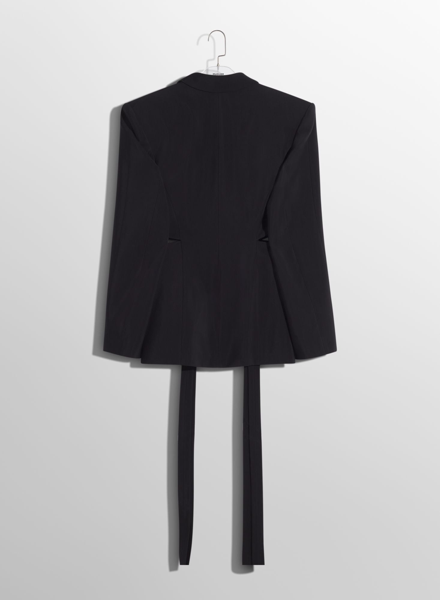 BLACK BUCKLED TAILORED WOOL JACKET