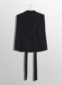 BLACK // black buckled tailored wool jacket