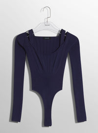 MIDNIGHT BLUE SCULPTING KNIT BODYSUIT
