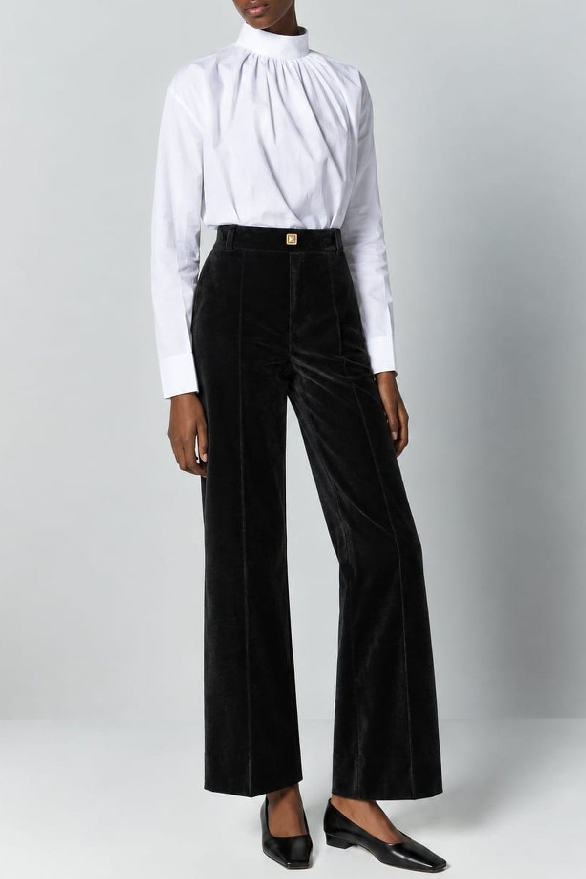 Pantalon Yoshi en velours avec bouton - Black