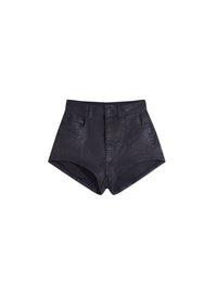 MIDNIGHT BLUE/BLACK // midnight blue bi-material denim shorts