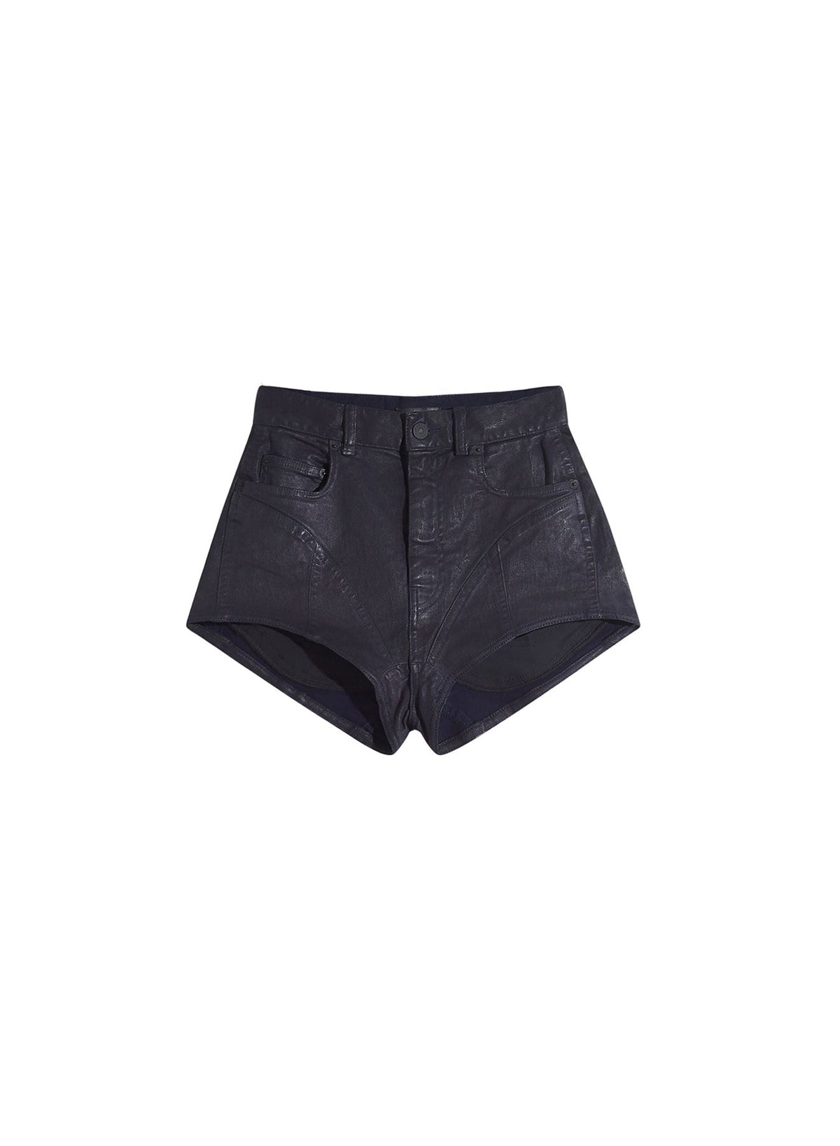MIDNIGHT BLUE/BLACK // midnight blue bi-material denim shorts