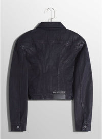 MIDNIGHT BLUE/BLACK // midnight blue waxed denim jacket