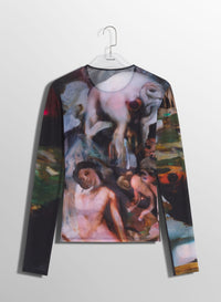 MUGLER X AMBERA WELLMANN IMPOSSESSION PRINTED TOP