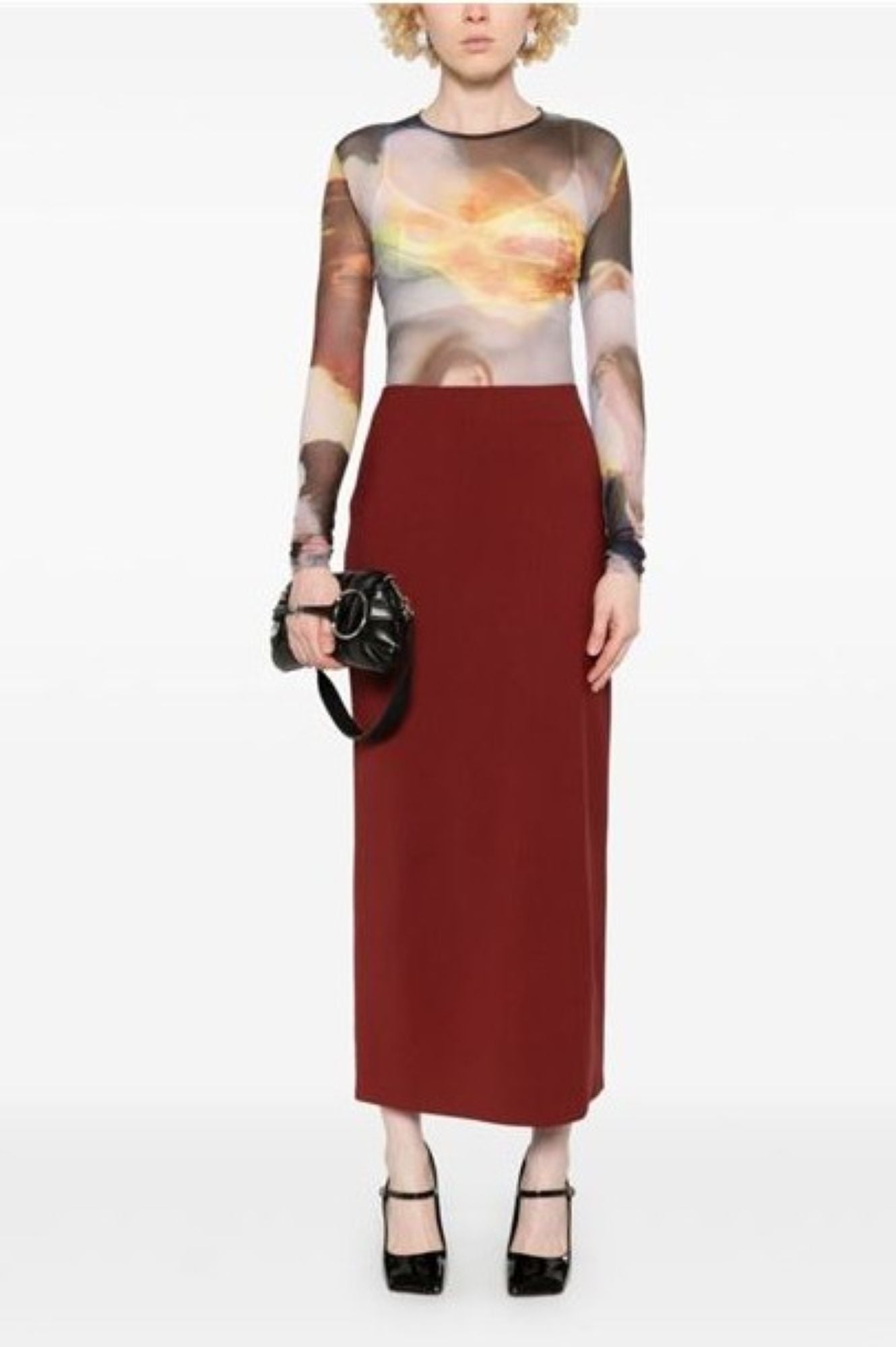 MUGLER X AMBERA WELLMANN IMPOSSESSION PRINTED TOP
