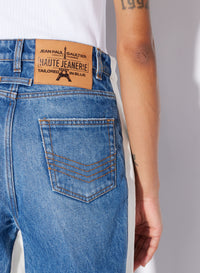 Pantalon imprimé en denim - Vintage Blue & White